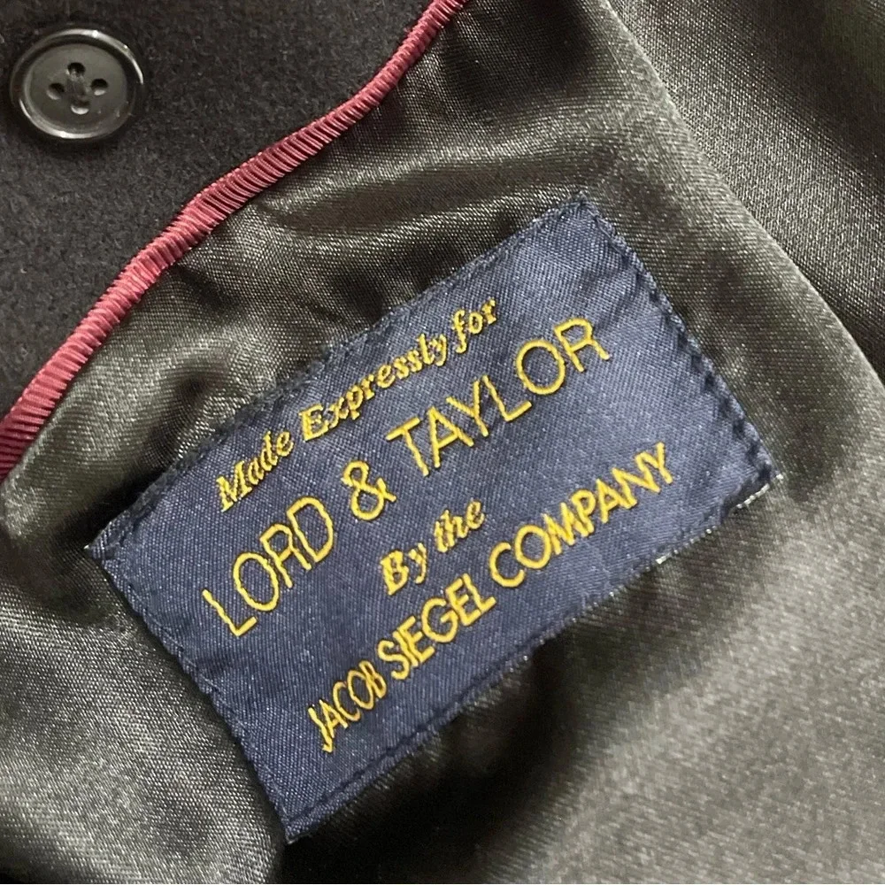 LORD & TAYLOR for Jacob Siegel Men's 100% Cashmere Winter Black Coat 44R